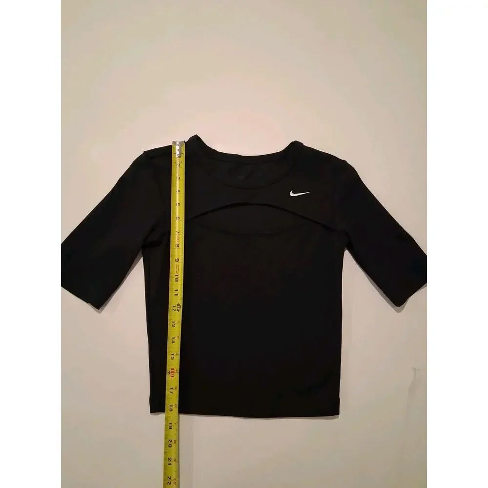 Nike Sportswear Essentials Women's 1/2-Sleeve Cutout Top Black XS FB8282-010